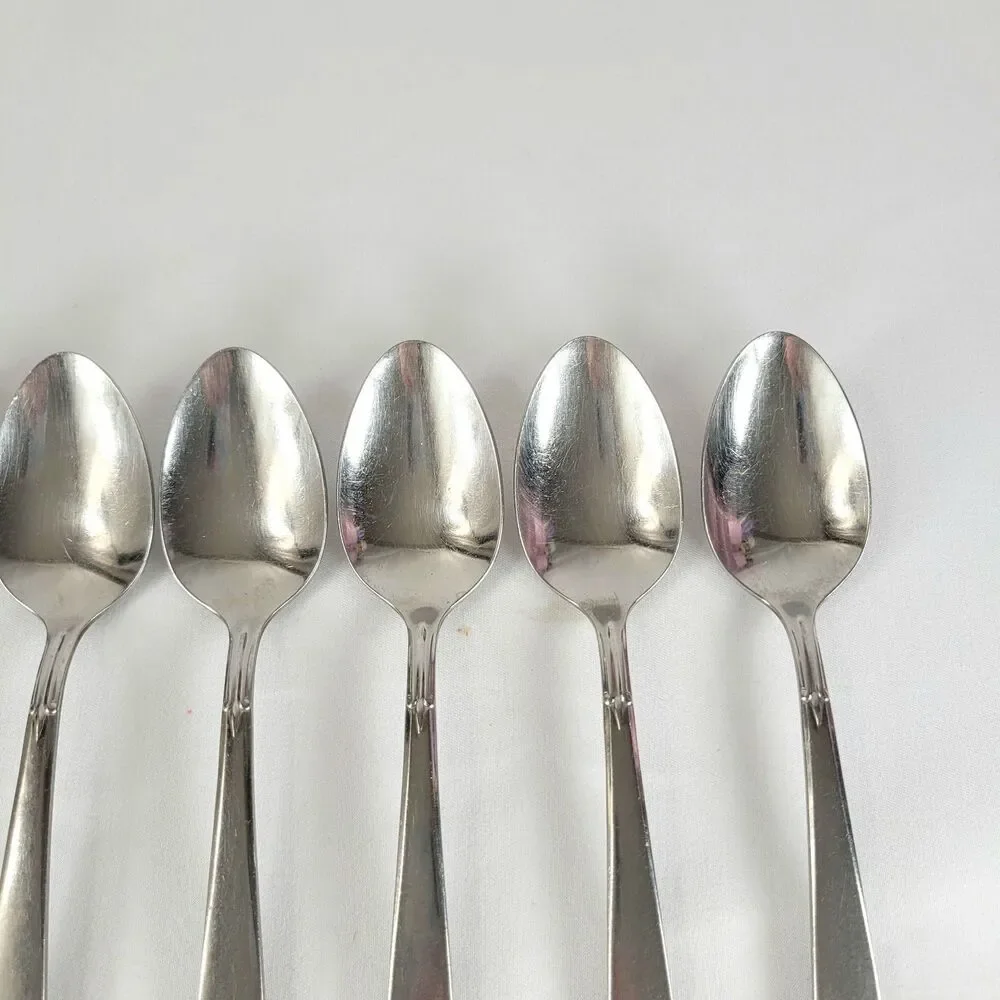 Oneida Satin Accent Stainless Flatware Set 6 Teaspoons Oneidacraft USA Deluxe 6